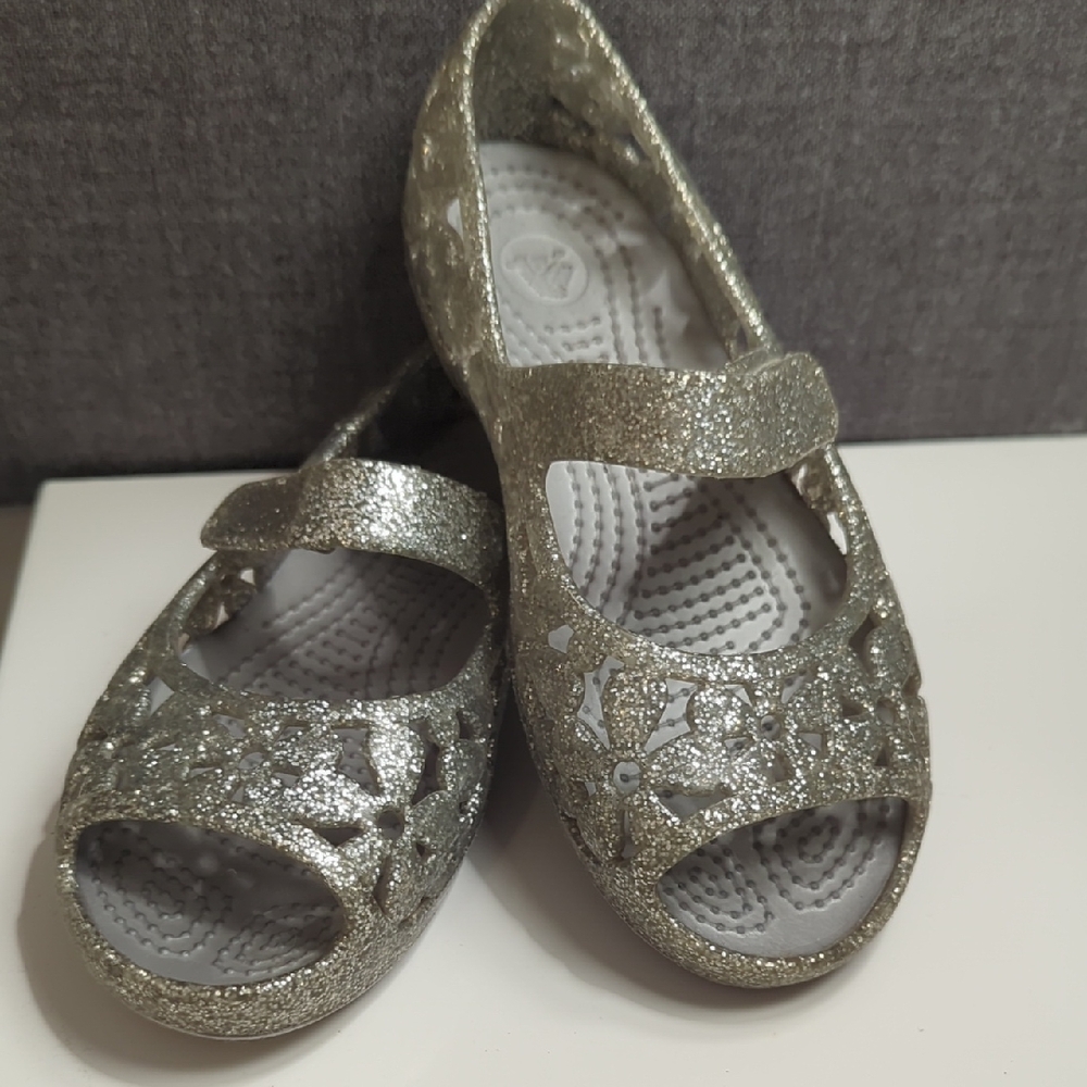CROCS Glittery Silver Kids Dress Shoes
